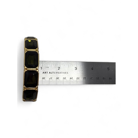 Lia Sophia Matte Gold Stretch Bracelet Versailles w/ Olive Green Cut Crystals - Picture 6 of 6